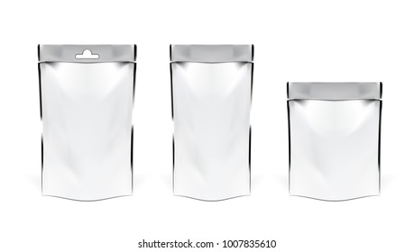 White Pouch Snack Sachet Bag. EPS10 Vector