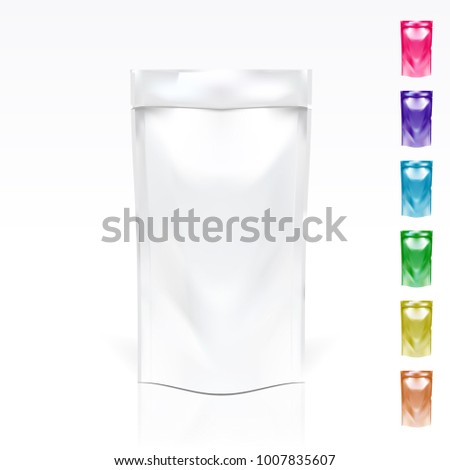 White Pouch Snack Sachet Bag. EPS10 Vector