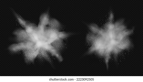 White powder explosion isolated on transparent background. Vector illustration