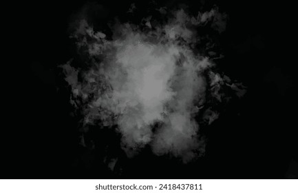 white powder explosion on black background. Fog or smoke isolated transparent special effect. White cloudiness, mist or smog background.