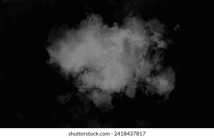 weißes Pulver Explosion auf schwarzem Hintergrund. Nebel oder Rauch einzeln durchsichtige Spezialwirkung. Weiße Bewölkung, Nebel oder Smog-Hintergrund.
