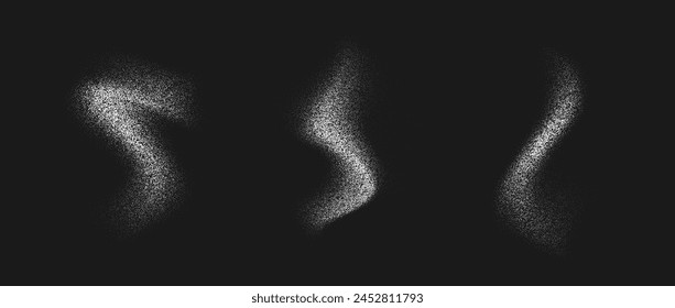 White powder splash set. Salt, sugar or flour splattered granule collection. Snow, dust or sand textured overlay pack. Grunge grainy stipple sprayed speckles, dots and pieces. Vector gritty background