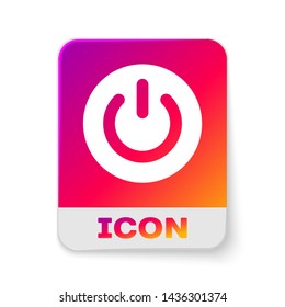 White Power button icon isolated on white background. Start sign. Flat design. Rectangle color button. Vector Illustration