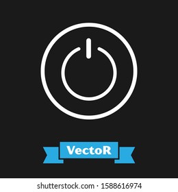 White Power button icon isolated on black background. Start sign.  Vector Illustration