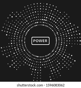 White Power button icon isolated on grey background. Start sign. Abstract circle random dots. Vector Illustration