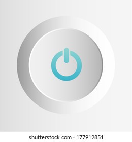 White power button. Vector illustration.