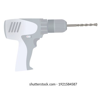 White  power drill. vector illustration