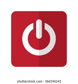 White Power flat icon on red rounded square on white