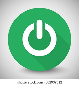 White Power icon with long shadow on green circle