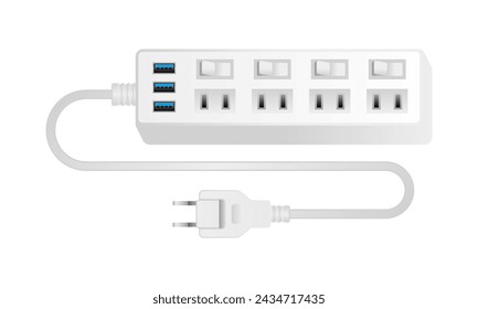 White power supply adapter _4 It is an illustration of 3 ports of 3.0 3.0 ports of the mouth  USB type.