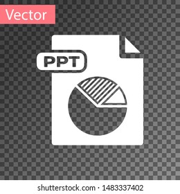 White PPT file document. Download ppt button icon isolated on transparent background. PPT file presentation.  Vector Illustration