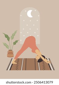 White pregnant woman doing yoga poster 