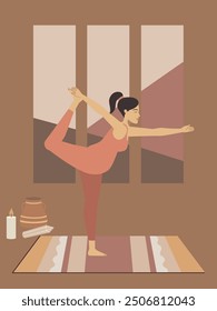 White pregnant woman doing yoga poster 