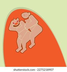 White pregnant woman and man, vector graphics, pregnancy. Logo , clipart.