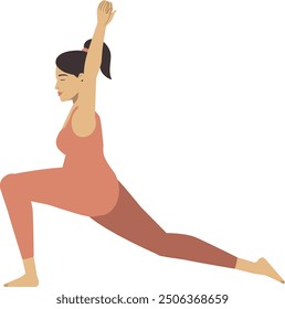 White pregnant woman sun salutation yoga pose
