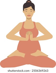 White pregnant woman sun salutation yoga pose