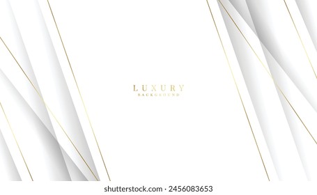 Estilo de corte de papel de fondo premium blanco con línea dorada Concepto de lujo.