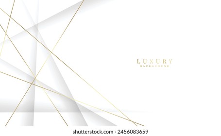 White premium background paper cut style with golden line Luxury concept.