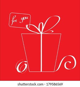 white present with a bow on a red background