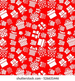 White present box icon pattern on Red background