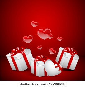 White present width a small heart shape not and red hearts. on a white background.