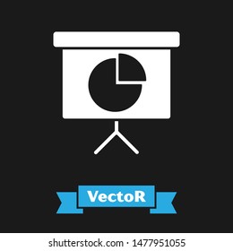 White Presentation financial business board with graph, schedule, chart, diagram, infographic, pie graph icon isolated on black background.  Vector Illustration
