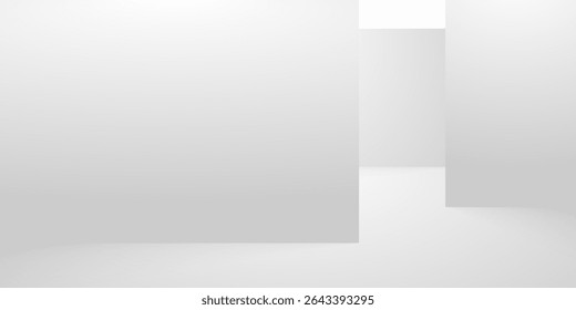 White presentation on Studio Room background, realistic vector illustration. Empty space for product presentation, studio shooting with light, exhibition, show or display concept. vector dynamic room