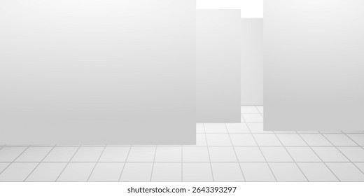 White presentation on Studio Room background, realistic vector illustration. Empty space for product presentation, studio shooting with light, exhibition, show or display concept. vector dynamic room