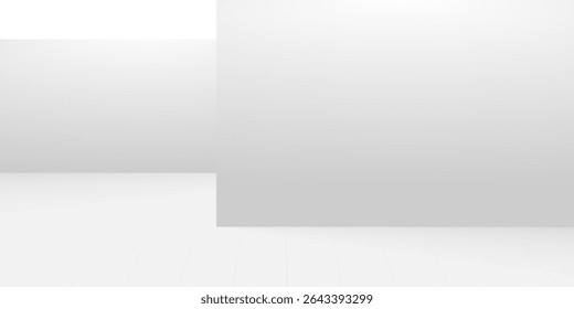 White presentation on Studio Room background, realistic vector illustration. Empty space for product presentation, studio shooting with light, exhibition, show or display concept. vector dynamic room