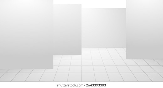 White presentation on Studio Room background, realistic vector illustration. Empty space for product presentation, studio shooting with light, exhibition, show or display concept. vector dynamic room