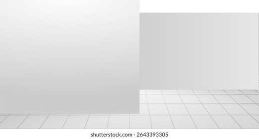 White presentation on Studio Room background, realistic vector illustration. Empty space for product presentation, studio shooting with light, exhibition, show or display concept. vector dynamic room