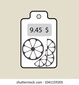 White price tag for citrus fruits