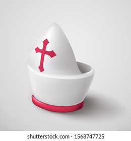 white priest hat on white background