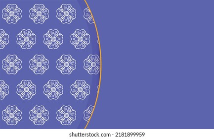 White primrose flowers borders blue background banner with overlay border