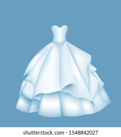 Vestido de princesa blanca. ilustración vectorial