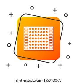 White Printed circuit board PCB icon isolated on white background. Orange square button. Vector Illustration