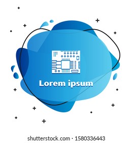 White Printed circuit board PCB icon isolated on white background. Abstract banner with liquid shapes. Vector Illustration
