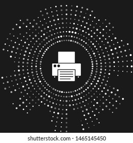 White Printer icon isolated on grey background. Abstract circle random dots. Vector Illustration