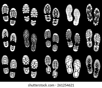 White prints of shoes, vector Illustration