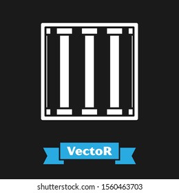 White Prison window icon isolated on black background.  Vector Illustration