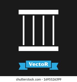 White Prison window icon isolated on black background.  Vector Illustration