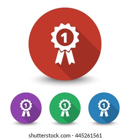 White Prize Ribbon icon in different colors set