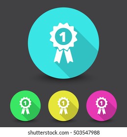 White Prize Ribbon icon in different colors set