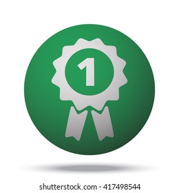 White Prize Ribbon web icon on green ball