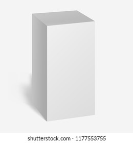 White Product Cardboard Package Box. Illustration Isolated On White Background. Mock Up Template Ready For Your Design. Vector EPS10
