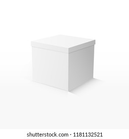 White Product Cardboard Package Box. Illustration Isolated On White Background. Mock Up Template Ready For Your Design. Vector EPS10