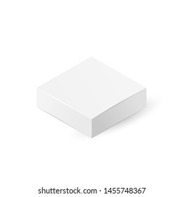 White product cardboard package box. Vector illustration isolated on white background. Mock up template ready for your design. Isometric view.