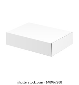 White Product Cardboard Package Box. Illustration Isolated On White Background. Ready For Your Design. Vector EPS10 