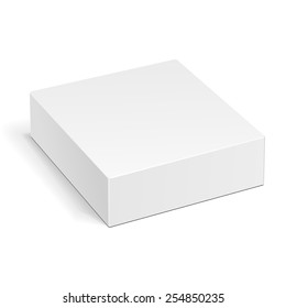 White Product Cardboard Package Box. Illustration Isolated On White Background. Mock Up Template Ready For Your Design. Vector EPS10