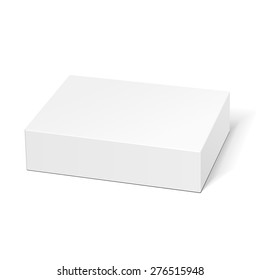 White Product Cardboard Package Box. Illustration Isolated On White Background. Mock Up Template Ready For Your Design. Vector EPS10